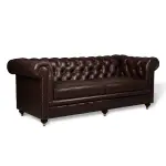 Chesterfield Genuine Leather Three Seater Sofa Cognac